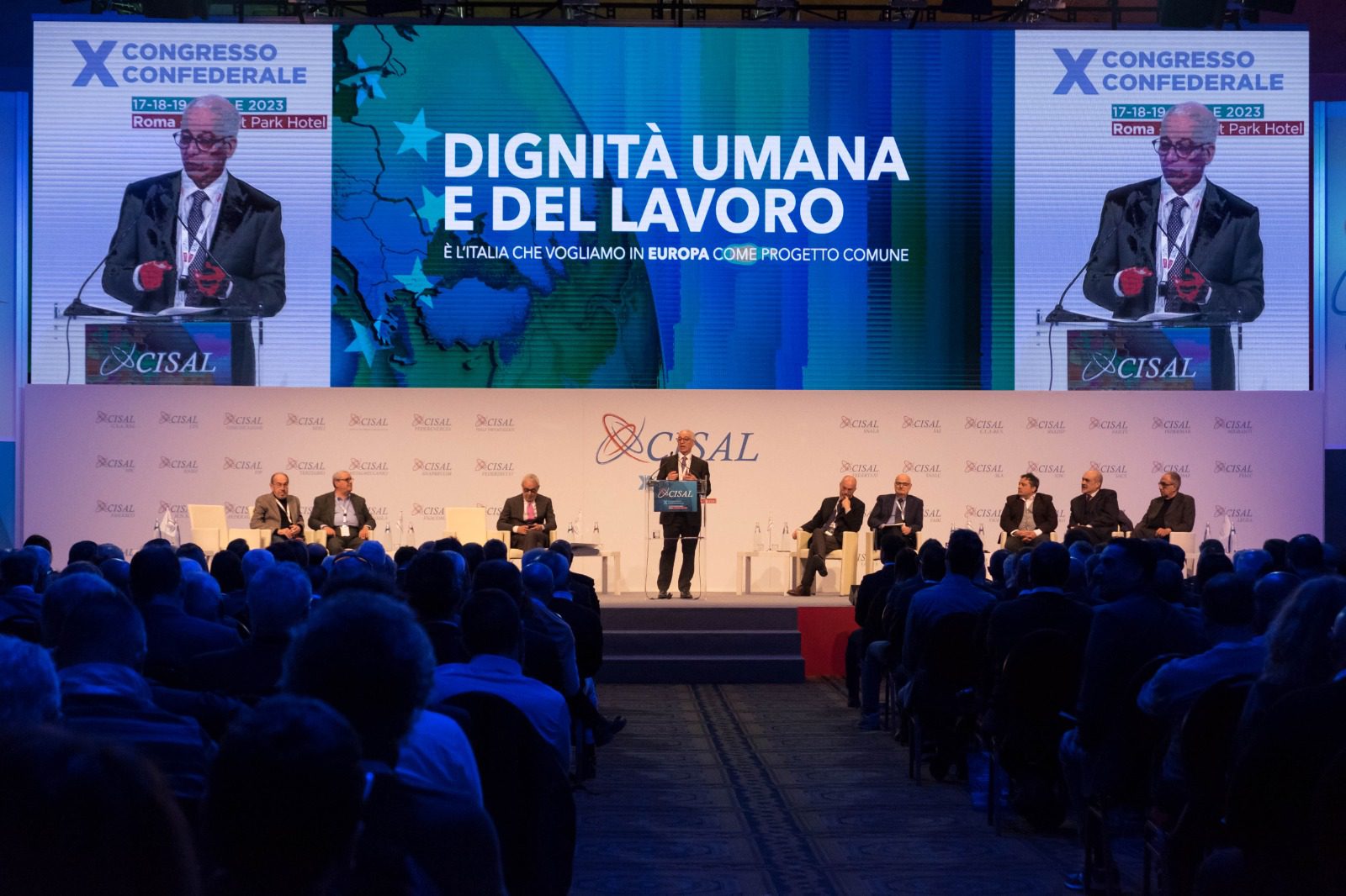 Immagine di copertina di: I ministri Lollobrigida, Sangiuliano, Salvini e Urso alla seconda giornata del X Congresso Confederale Cisal